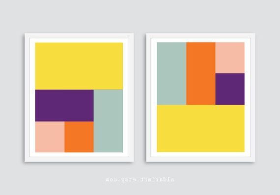Recent Colorblock Art Prints Geometric Art Prints Color Block Wall – Etsy France Regarding Color Block Wall Art (View 13 of 15)