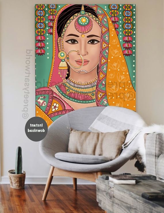 Recent Indian Wall Art Within Dulhan I Indian Royal Art Printable Indian Wall Artindian – Etsy Israel (View 11 of 15)