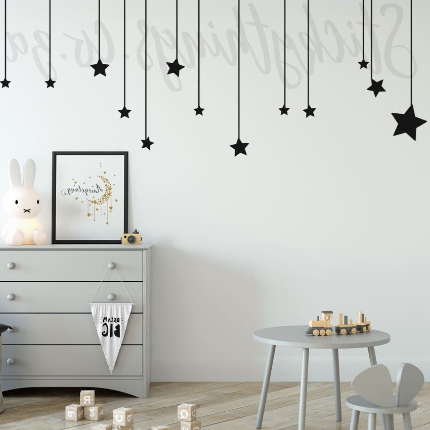Recent Stars Wall Art Intended For Hanging Stars Wall Art – Stars And Line Wall Stickers – Stickythings.co (View 3 of 15)