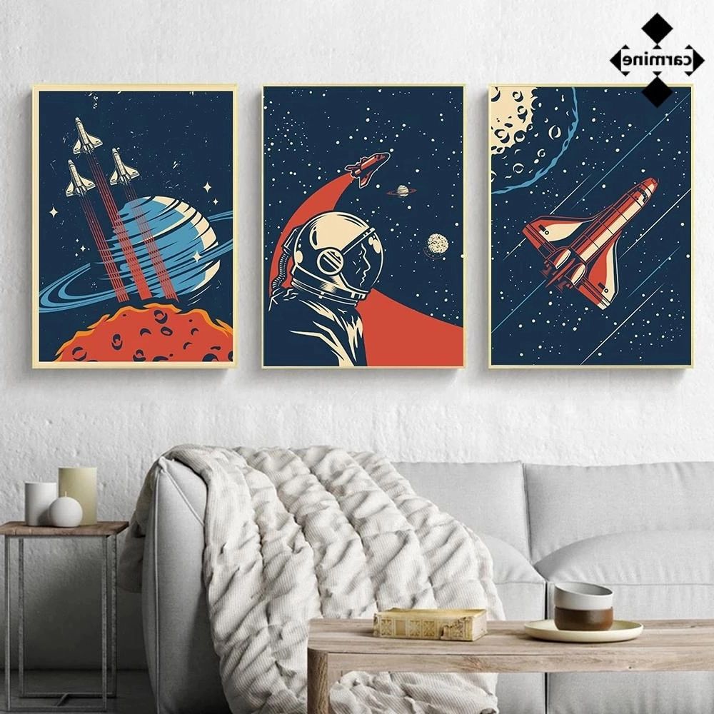 Retro Art Wall Art Inside Favorite Retro Space Canvas Wall Art Vintage Art Posters And Prints Retro Travel  Landscape Print Painting For Living Room Home Decoration – Painting &  Calligraphy – Aliexpress (View 7 of 15)