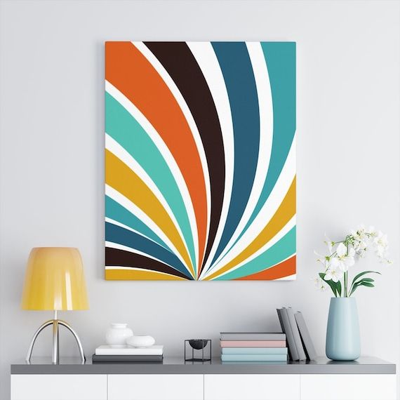 Retro Wall Art Psychedelic 70's Wave Groovy Black Blue – Etsy In Most Current Retro Wall Art (View 12 of 15)