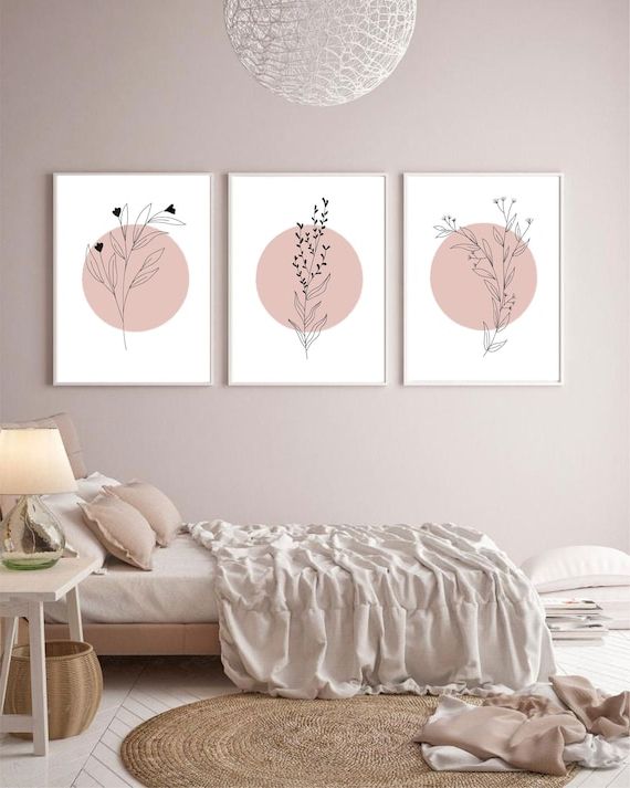 Set Of 3 Botanical Prints Beige Art Print Neutral Wall Art – Etsy France With Regard To Fashionable Beige Wall Art (View 14 of 15)