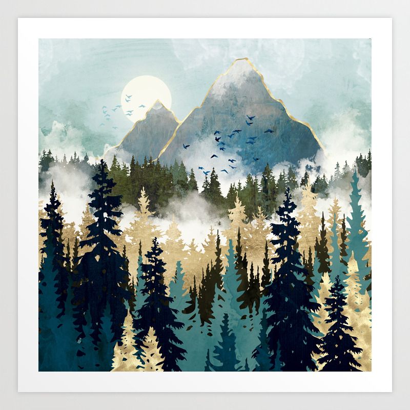 Society6 For Most Popular Misty Pines Wall Art (View 1 of 15)