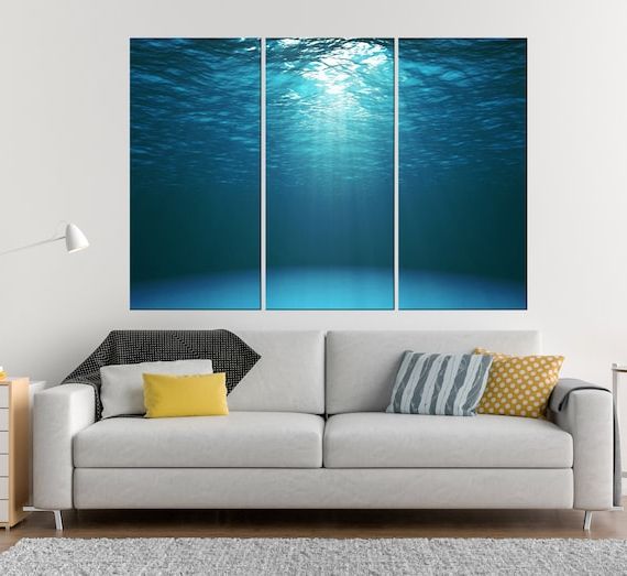 Sun Rays Under Water Canvas Underwater Wall Art Underwater – Etsy With Regard To Best And Newest Underwater Wall Art (View 6 of 15)