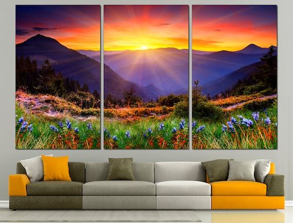 Sunrise Wall Art Within Favorite Mountain Print Large Wall Art Sunrise Home Decor Nature Wall – Etsy France (View 1 of 15)