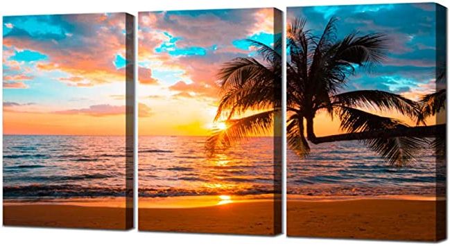 Sunset Landscape Wall Art Picture Canvas Painting 3 Piece Travel Beach  Stampa Poster Per Soggiorno Decorazioni Per La Casa 35 * 50cm*3pcs :  Amazon (View 3 of 15)