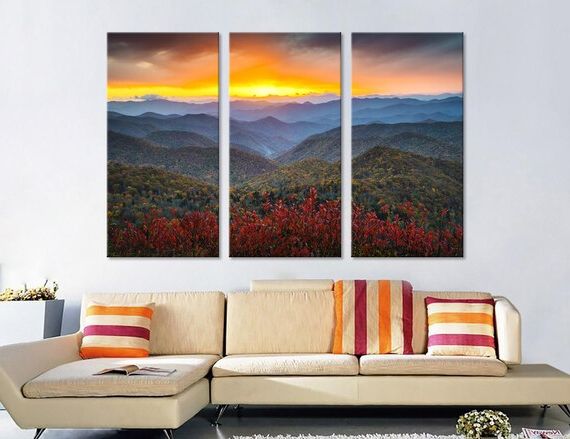 Sunset Landscape Wall Art With Fashionable Blue Ridge Art Blue Ridge Mountains Wall Art Sunset Landscape – Etsy Italia (Photo 5 of 15)