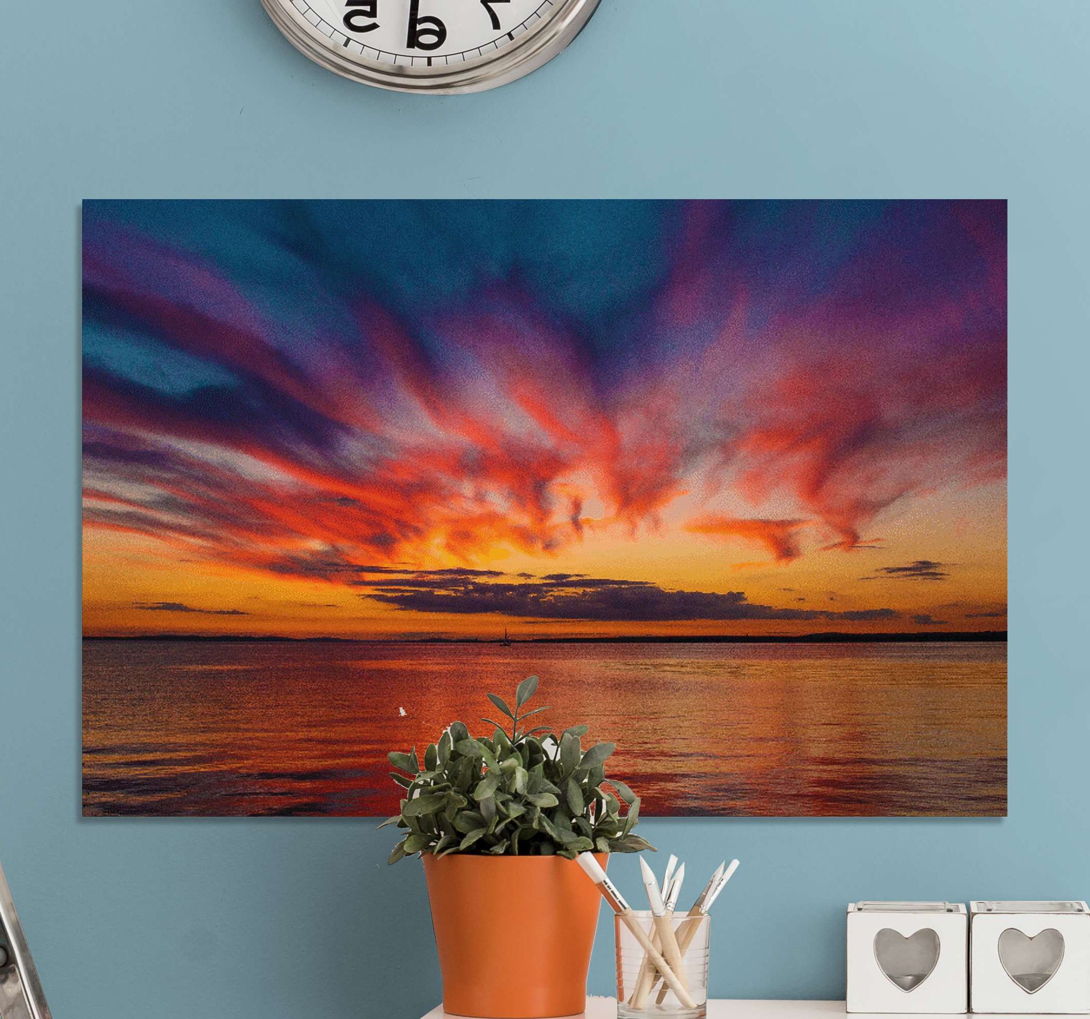 Sunset Landscape Wall Art Within 2017 Sunset At The Sea Landscape Wall Art – Tenstickers (Photo 11 of 15)