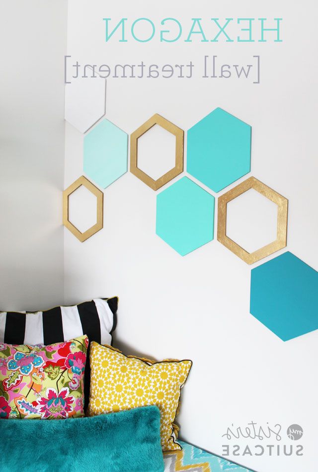 Teal Hexagons Wall Art Inside Best And Newest Easy Hexagon Wall Treatment – My Sister's Suitcase – Packed With Creativity (View 5 of 15)