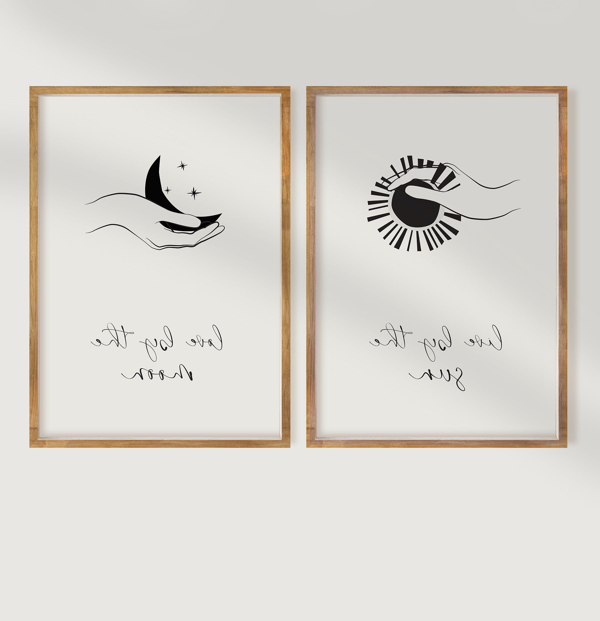 The Moon Wall Art Pertaining To Favorite Livethe Sun Lovethe Moon Wall Art Ensemble De 2 Œuvres – Etsy France (View 11 of 15)