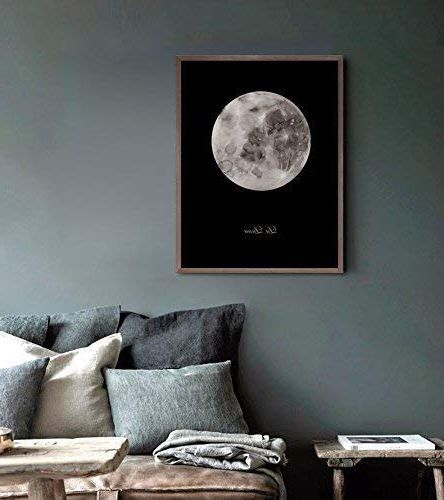 The Moon Wall Art Regarding Favorite Amazon: Moon Wall Art Print, Moon Poster, Luna Poster, Wall Decor, Moon  Art Poster : Handmade Products (View 14 of 15)