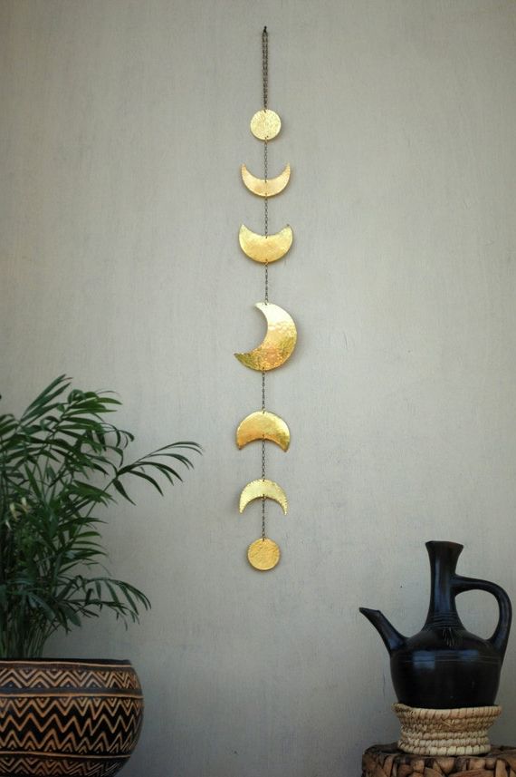 The Moon Wall Art Within Most Recent Moon Phases Wall Decor Moon Wall Art Brass Moon Wall Hanging – Etsy France (Photo 8 of 15)