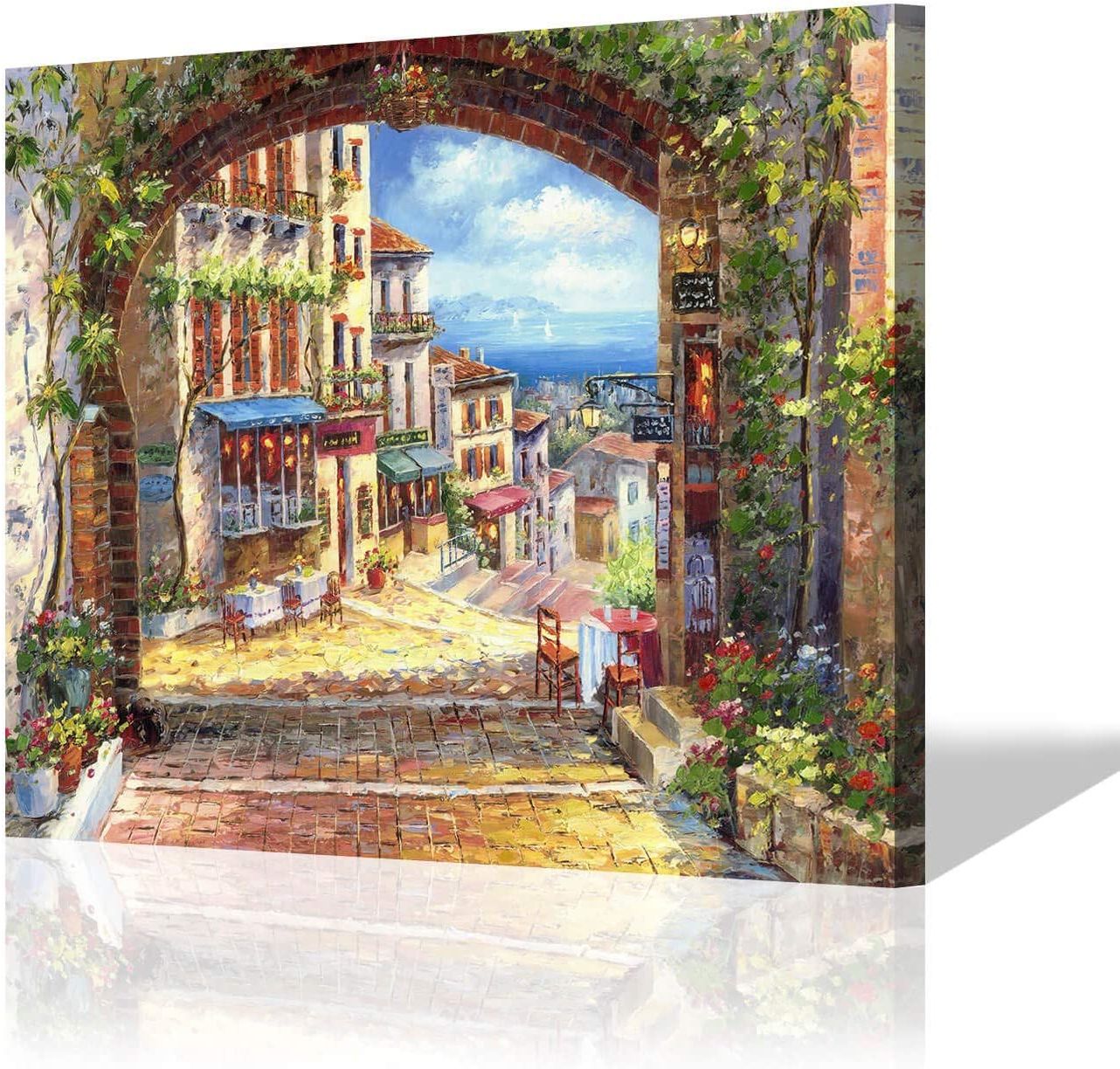 Town Wall Art Throughout Widely Used Buy Sd Soft Dance Italian Town Canvas Wall Art – Coastal Village Painting  Artwork Reproduction Print Decor For Living Room 24'' X 18'' X 1 Panel  Online At Lowest Price In Italy (View 2 of 15)