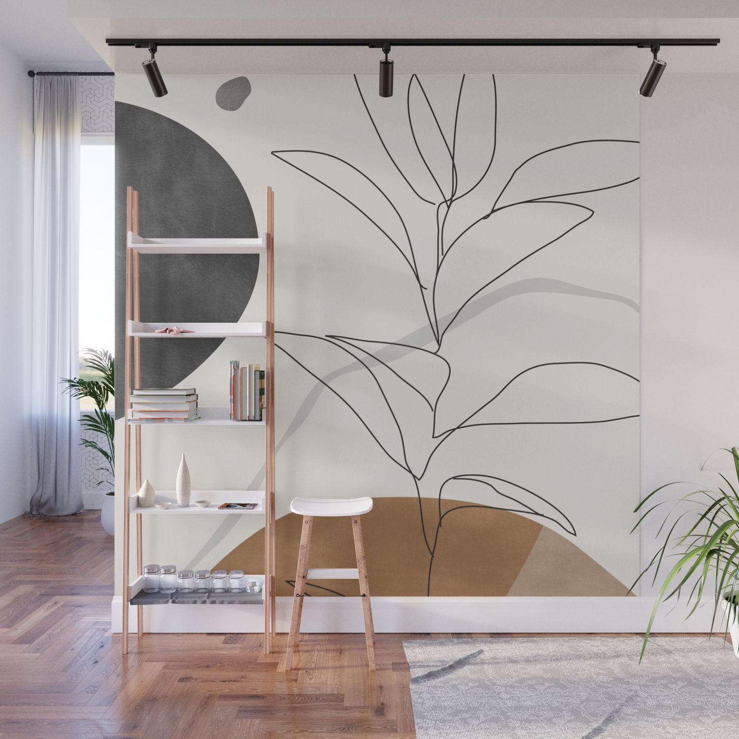 Trendy Abstract Art /minimal Plant Wall Muralthingdesign (View 4 of 15)