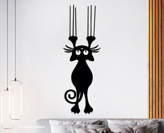 Trendy Black Wood Wall Art Inside Black Cat Art Wood Wall Art Cat Wall Art Cat Lover Gift – Etsy France (Photo 14 of 15)