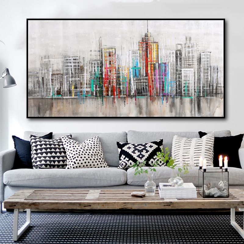 Trendy Selflessly Art Abstract Art City Skyline Canvas Painting Printed On Canvas  Wall Art For Living Room Modular Building Pictures – Painting & Calligraphy  – Aliexpress With Regard To Town Wall Art (Photo 6 of 15)