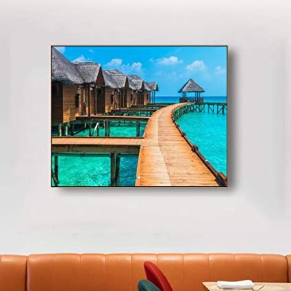 Tropical Landscape Wall Art Regarding Newest Natarthd Canvas Painting Calligraphy Tropical Landscape Passage House Paint Wall  Art Pictures For Home Living Room Bathroom Decor Wall Art Canvas Painting  Wall Painting : Amazon (View 2 of 15)