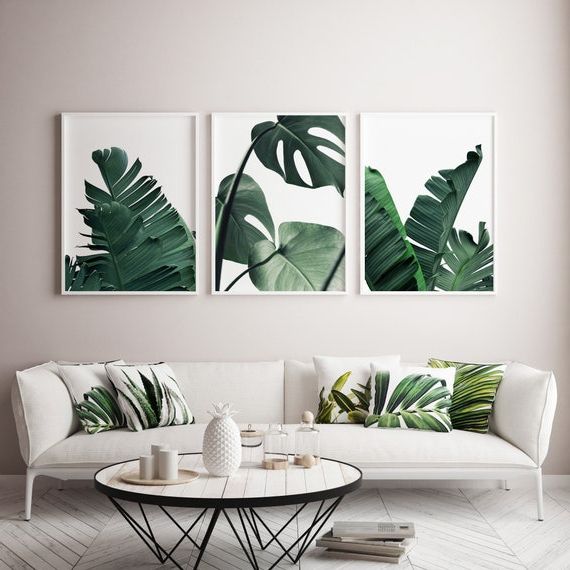 Tropical Leaves Wall Art Pertaining To Favorite Tropical Leaf Print Set Of 3 Prints Botanical Wall Art Gallery – Etsy Italia (View 1 of 15)