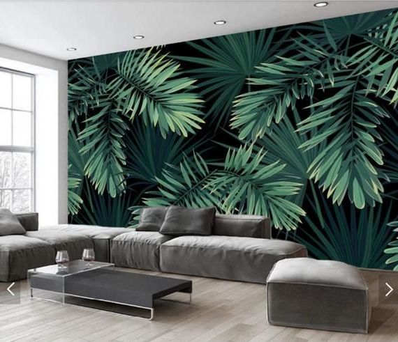 Tropical Leaves Wall Art Pertaining To Most Popular Jungle Palm Leaves Wallpaper Murals Tropical Leaves Wall Mural 3d Printed Wall  Art Decals Photo Wall (View 8 of 15)