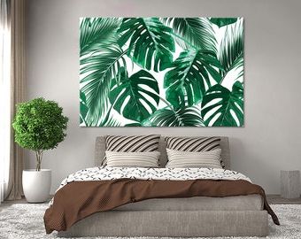 Tropical Palm Leaves Wall Art Palm Leaf Wall Art Canvas Print – Etsy With Regard To Widely Used Abstract Tropical Foliage Wall Art (View 8 of 15)