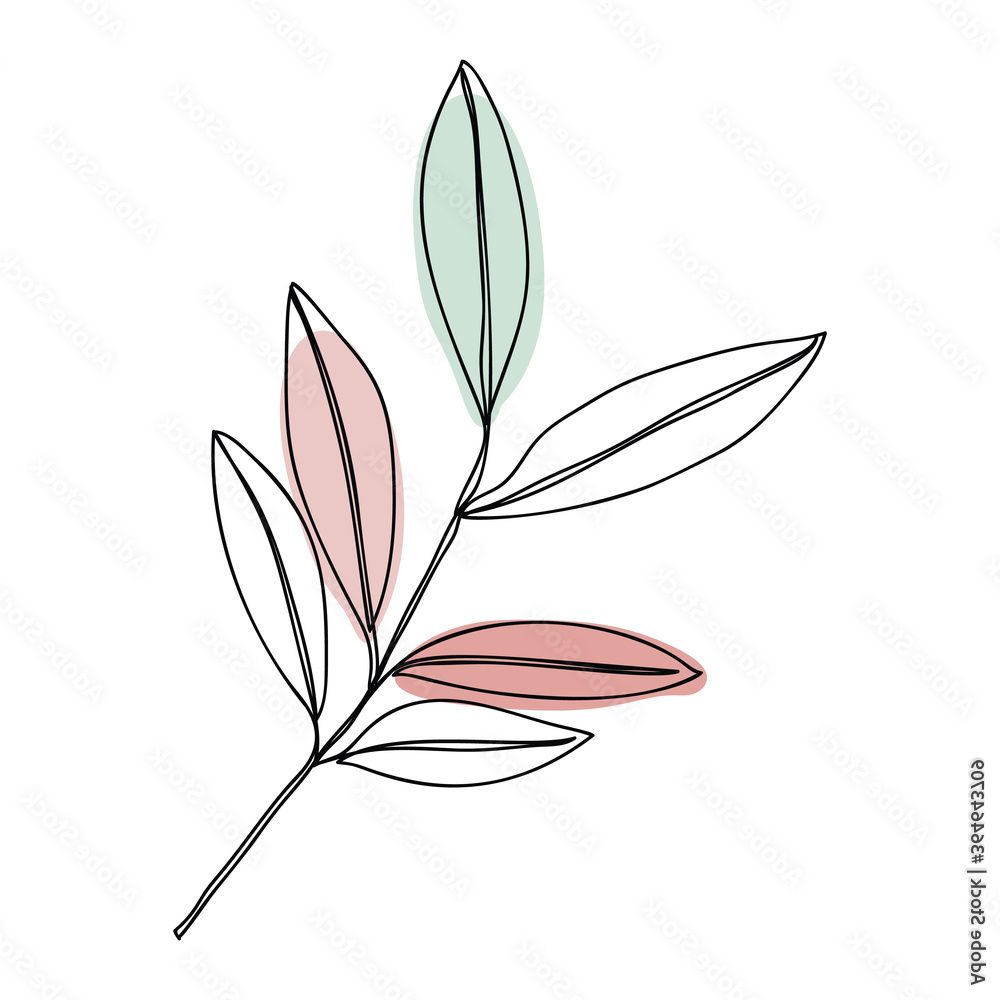 Vettoriale Stock Leaves Icon Line Art. Abstract Minimal Flower Design For  Cover, Prints, Floral Wall Art, Home Decor Picture, Fabric And Wallpaper (View 11 of 15)