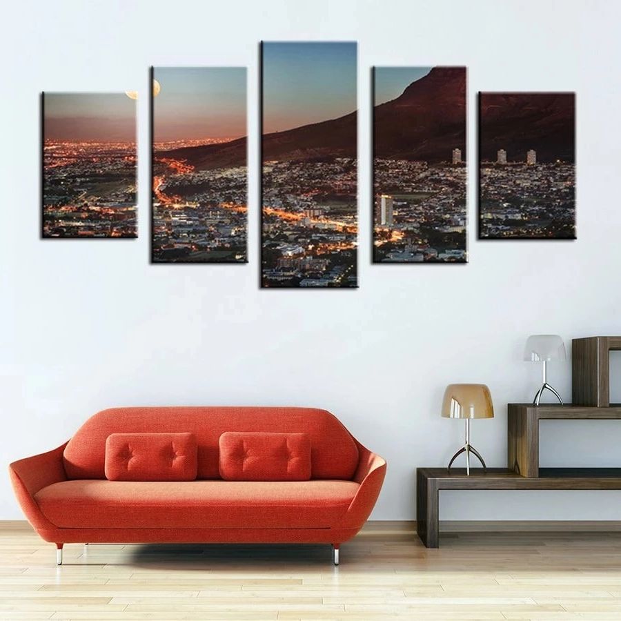 Wall Art Gallery Cape Town Mountain With Moon South Africa Canvas Print  Picture City Landscape Wall Decor For Bedroom Kitchen – Painting &  Calligraphy – Aliexpress With Regard To Most Recent Town Wall Art (View 10 of 15)