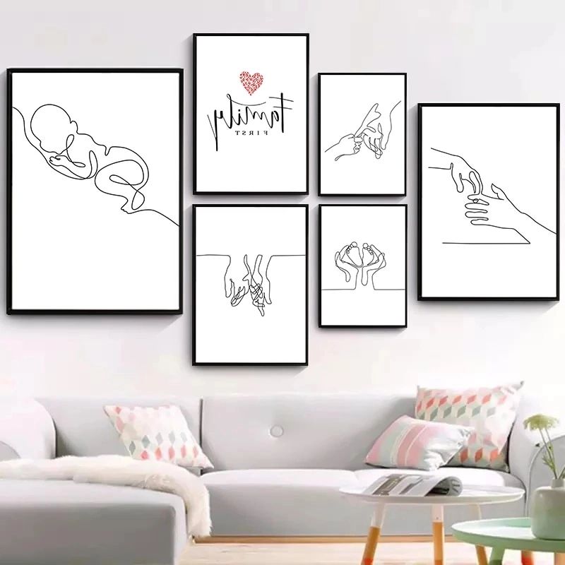 Wall Art Happy Family Canvas Painting Art Hand Drawn Lines Love Baby Nordic  Posters For Kids' Nursery Room Decor Wall Art Mural – Painting &  Calligraphy – Aliexpress With Regard To Favorite Hand Drawn Wall Art (Photo 8 of 15)