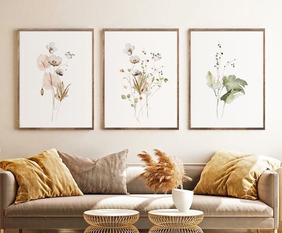 Watercolor Wall Art For Fashionable Watercolor Botanical Print Set Of 3 Gallery Wall Art Floral – Etsy Norway (View 1 of 15)
