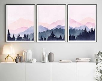 Watercolor Wall Art Pertaining To 2018 Mountain Wall Art Watercolor Mountain Print Watercolor – Etsy Israel (View 4 of 15)