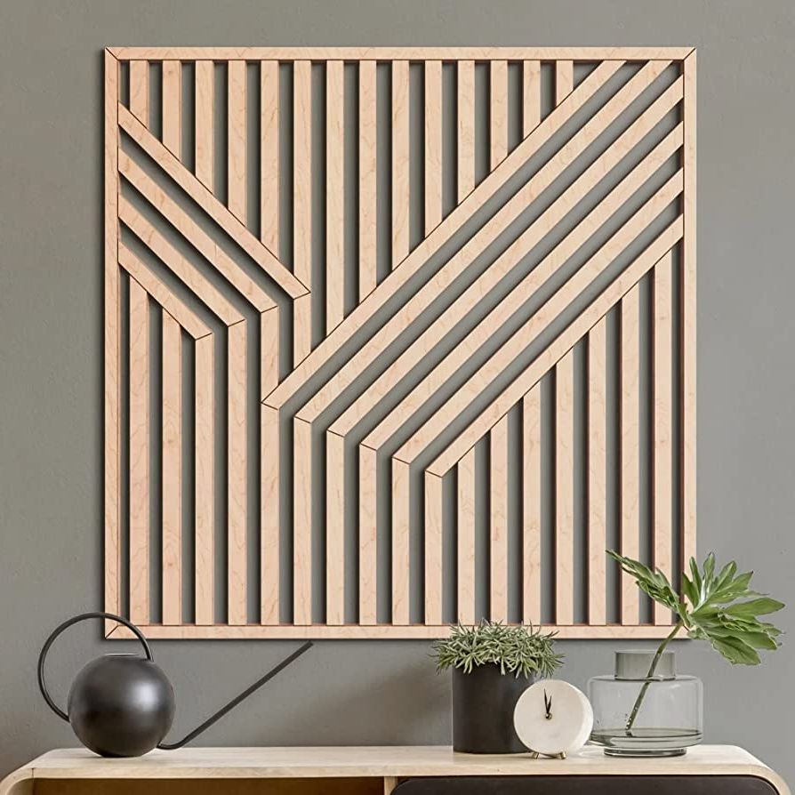 Well Known Abstract Modern Wood Wall Art With Amazon: Other Furniture Abstract Wood Wall Art  Modern Geometric Wooden  Wall Hanging : Home & Kitchen (View 2 of 15)