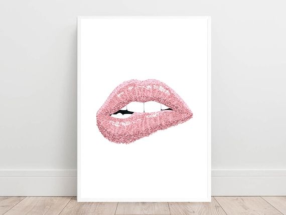 Well Known Glitter Pink Wall Art Inside Lips Print Pink Wall Art Blush Decor Sparkle Lips Print – Etsy Sweden (View 12 of 15)