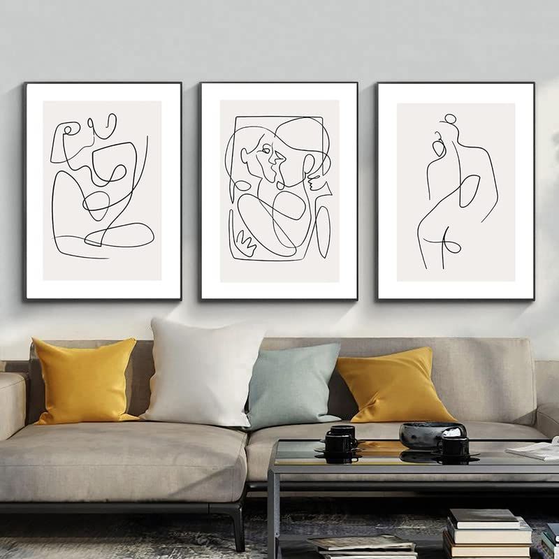 Well Known Line Abstract Wall Art Regarding Amazon: Minimalist Line Art Print Abstract Women Line Poster Black And  White Abstract Minimalist Wall Art Line Drawing Wall Decor Women Body  Pictures For Living Room Bedroom Wall Decor Set Of 3 (Photo 12 of 15)