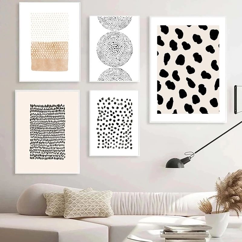 Well Known Modern Pattern Wall Art Throughout Polka Dots Pattern Prints Neutral Wall Art Picture Modern Minimalist  Geometric Poster Canvas Painting Bedroom Living Room Decor (View 8 of 15)