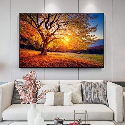 Well Known Sunset Landscape Wall Art In Natural Sunset Scenery Landscape Art Canvas Posters Prints Art Trees Canvas  Painting On The Wall Art Pictures Home Decor 40x65cm(16x26inch) Inner Frame  : Amazon.it: Casa E Cucina (Photo 6 of 15)