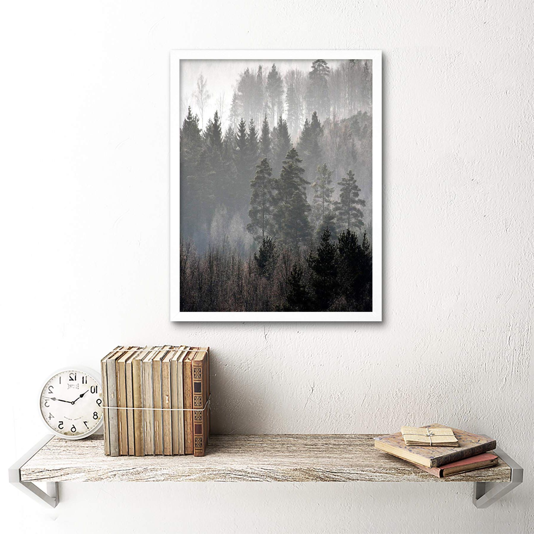 Well Liked Amazon: Photo Landscape Forest Misty Pines Woods Trees Fog Art Print  Framed Poster Wall Decor 12x16 Inch : Sports & Outdoors For Misty Pines Wall Art (View 2 of 15)