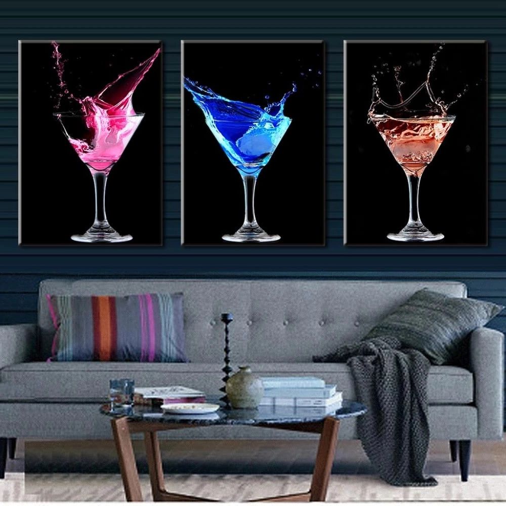 Well Liked Cocktails Wall Art Within 3 Pcs/set Abstract Canvas Wall Art Picture Colorful Cocktails Canvas Prints  Wall Pictures For Living Room – Painting & Calligraphy – Aliexpress (View 10 of 15)