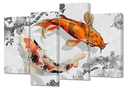 Well Liked Koi Wall Art In Japansese Art Koi Fish Split Canvas Prints Wall Art (View 3 of 15)