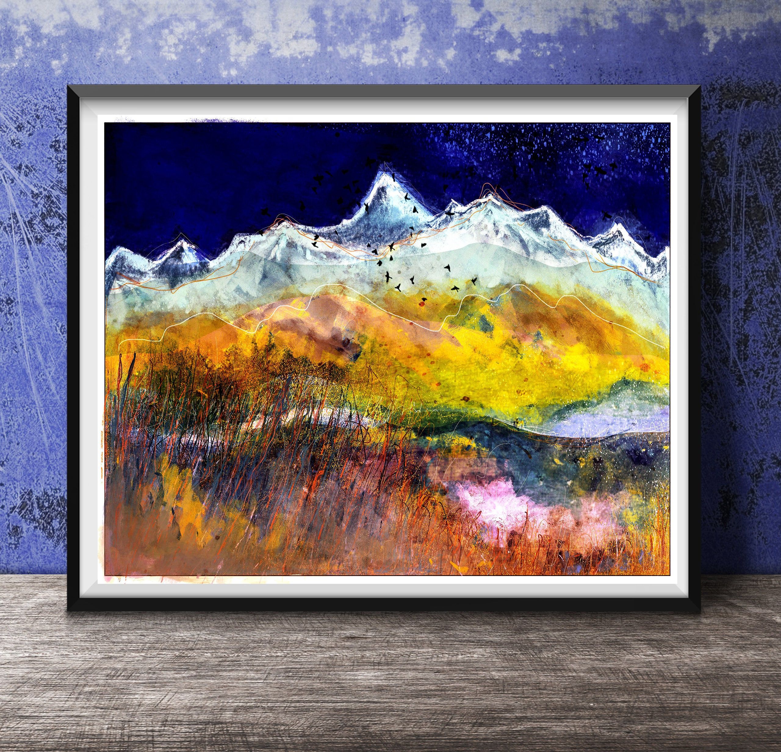 Well Liked Mountains Print Mountain Hills Art Print Wall Art Birds – Etsy Intended For Mountains And Hills Wall Art (View 2 of 15)