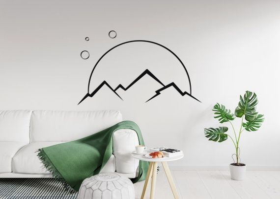 Well Liked The Moon Wall Art With Regard To Mountain And The Moon Wall Art Picture Wooden Decal Easy To – Etsy France (View 7 of 15)