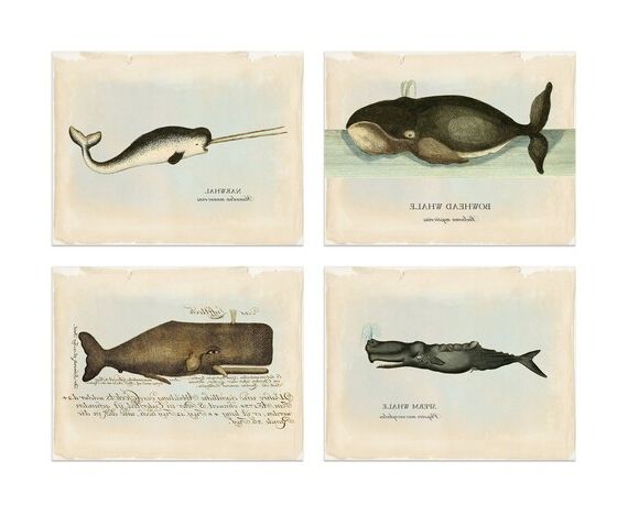 Whale Print Set Whale Wall Art Coastal Wall Art Impressions – Etsy France Within Well Known Whale Wall Art (View 5 of 15)