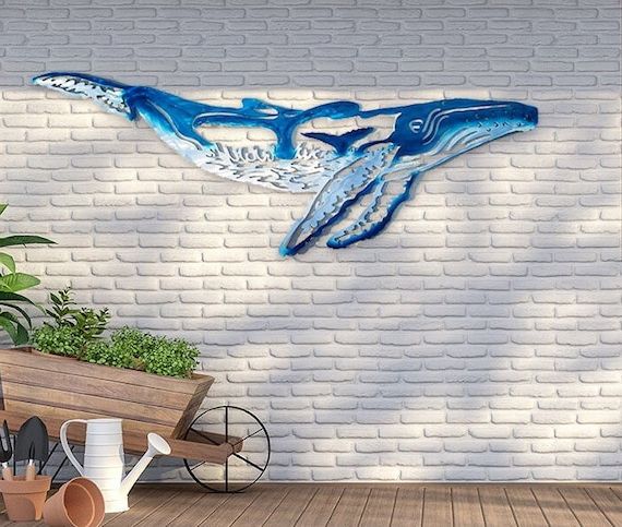 Whale Wall Art Throughout Recent Art Mural De Baleine À Bosse En Aluminium Art Du Poisson En – Etsy France (Photo 1 of 15)