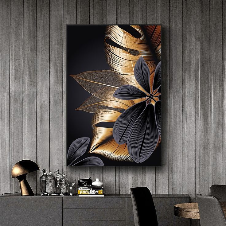 Widely Used Abstract Plant Wall Art Pertaining To Black Golden Plant Leaf Canvas Poster Print Modern Home Decor Abstract Wall  Art Painting Nordic Living Room Decoration Picture (View 12 of 15)