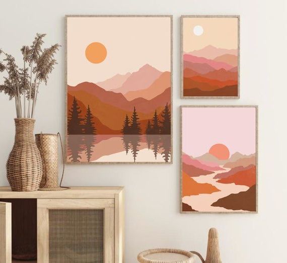 Widely Used Abstract Terracotta Landscape Wall Art Inside Abstract Mountain Printable Wall Art Boho Landscape Prints – Etsy (View 10 of 15)