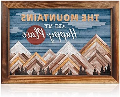 Widely Used Amazon : Iarttop Watercolor Mountains Wood Framed Hanging Sign Plaque  (16”x11”), The Mountains Are My Happy Place Wooden Table Wall Sign, Summer  Adventure Inspirational Quote Wall Art For Bedroom Farmhouse Decor : With Summers Wood Wall Art (View 11 of 15)