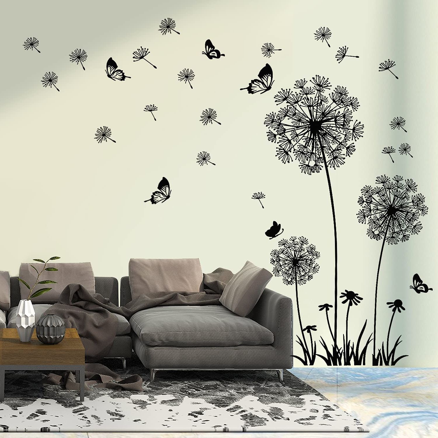 Widely Used Buy Dandelion Wall Stickers Flower Butterflies Flying Wall Decal, Wall Art  Stickers Decals For Bedroom Living Room Sofa Backdrop Tv Wall Online At  Lowest Price In Italy (View 9 of 15)