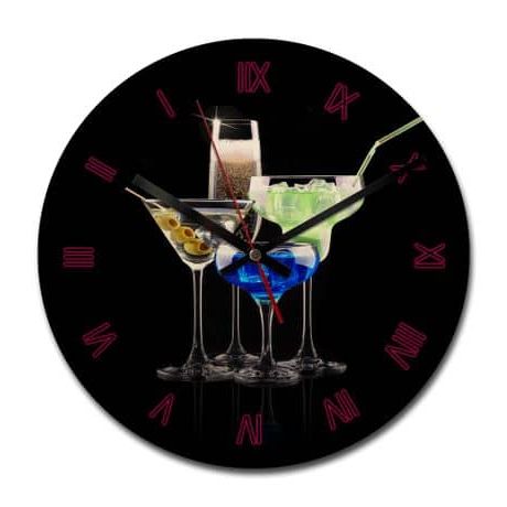 Widely Used Cocktails Wall Art Inside Horloge Murale En Bois – Girly Cocktails (View 15 of 15)