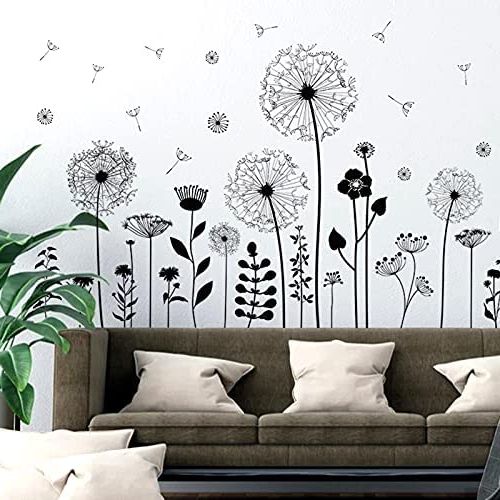 Widely Used Flying Dandelion Wall Art Within Amazon: Large Dandelion Wall Stickers, Attractive Flying Flowers Wall  Decals, Removable Plants Wall Décor, Diy Art Mural Vinyl For Bedroom Living  Room Sofa Backdrop Classroom Decoration (black) : Tools & Home Improvement (View 10 of 15)