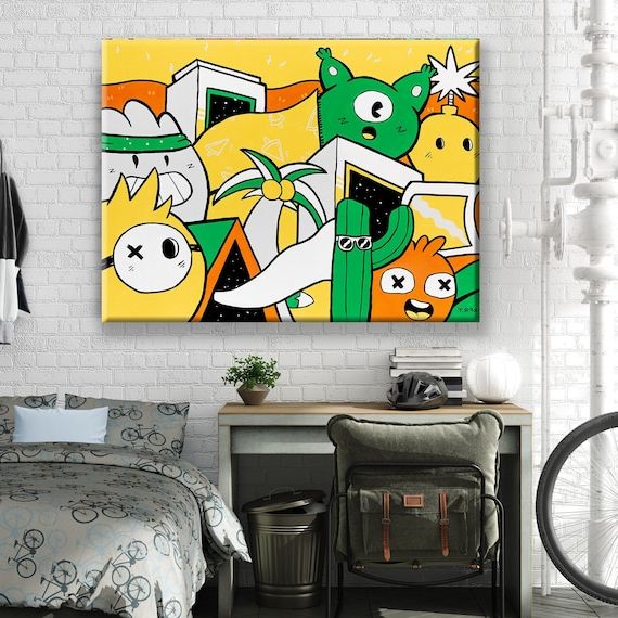 Widely Used Graffiti Style Wall Art In Graffiti Style Colorful Wall Art Boys Room Art Grande / – Etsy Italia (View 5 of 15)
