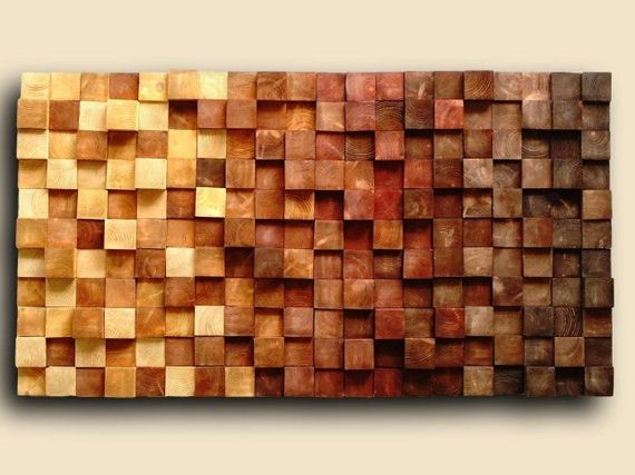 Wooden Mosaic Wall Hanging Modern Abstract Wood Wall Art – Etsy Italia Regarding Well Known Abstract Modern Wood Wall Art (View 1 of 15)