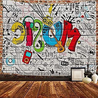 Yhjdcc Music Wall Tapestry Hip Street Graffiti Tapestry Art Colourful Design  Tapestries For Hip Hop Gathering Place College … (View 7 of 15)
